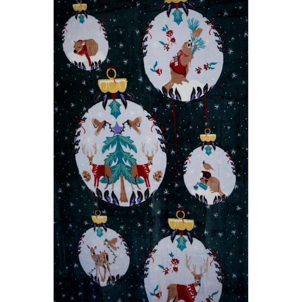 NWT Vera Bradley Throw Blanket Merry Mischief Ornaments 80” X 50” Holiday Decor